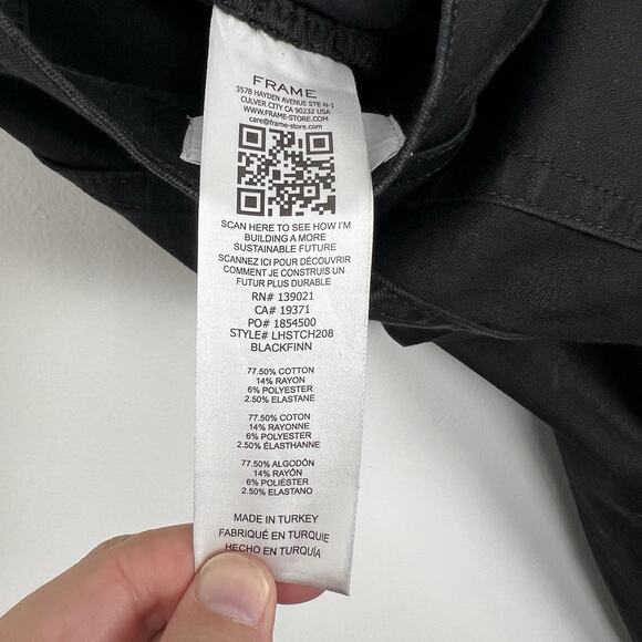 Frame Denim Le High Straight Fit Denim Jeans Black Size 25 High-Rise Frayed Hem - Picture 8 of 9